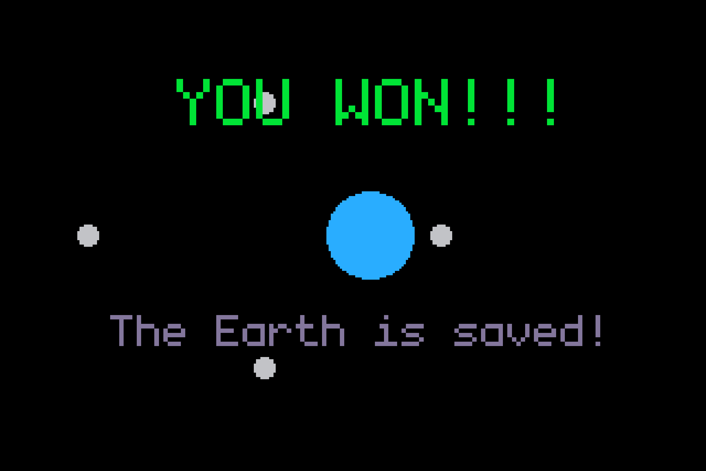 A screenshot from the videogame Lunar Defense, showing the victory screen.