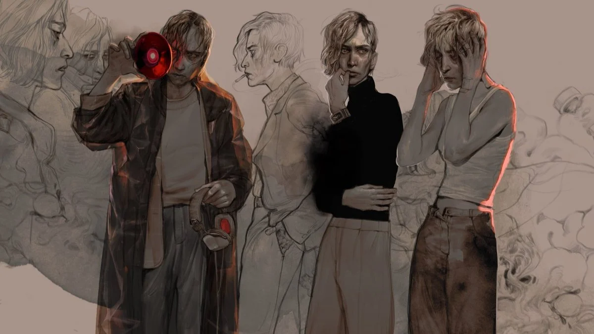 Key art for the game Zero Parades, featuring different views of the main character Hershel Wilk